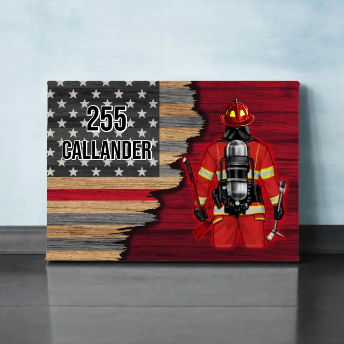 Personalized Canvas, Half Flag Firefighter Man/Woman, Gift For Firefighter Lovers