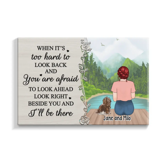 Personalized Canvas, Woman Sitting With Dogs, Cats, Gift For Dog, Cat Lover