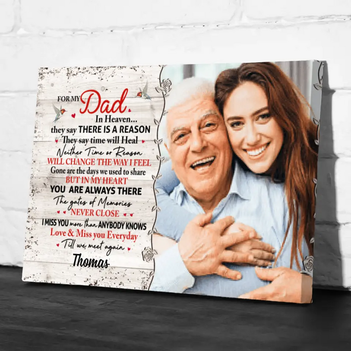 For My Dad in Heaven - Personalized Photo Upload Gifts, Custom Memorial Canvas for Dad, Memorial Gifts