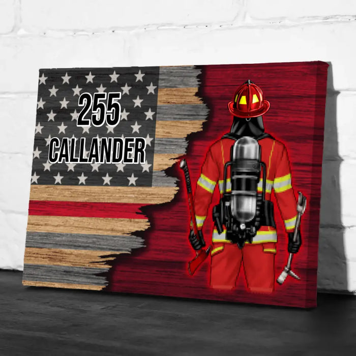 Personalized Canvas, Half Flag Firefighter Man/Woman, Gift For Firefighter Lovers