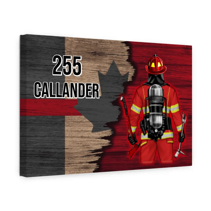 Personalized Canvas, Half Flag Canadian Firefighter Man/Woman, Gift For Firefighter Lovers