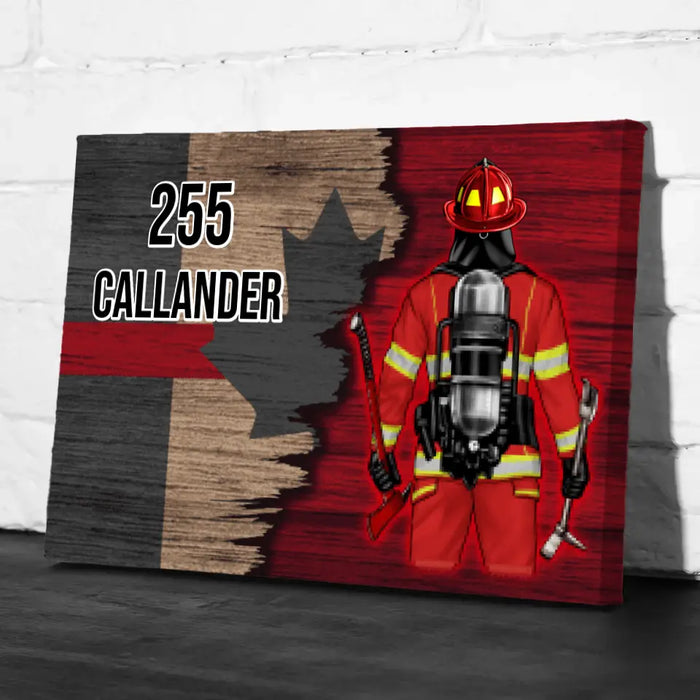 Personalized Canvas, Half Flag Canadian Firefighter Man/Woman, Gift For Firefighter Lovers