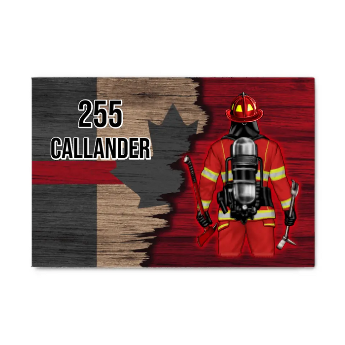 Personalized Canvas, Half Flag Canadian Firefighter Man/Woman, Gift For Firefighter Lovers