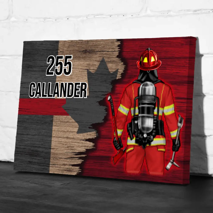 Personalized Canvas, Half Flag Canadian Firefighter Man/Woman, Gift For Firefighter Lovers