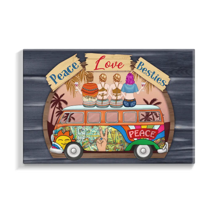 Personalized Canvas, Hippie Girls On Bus, Gift for Hippie Lovers