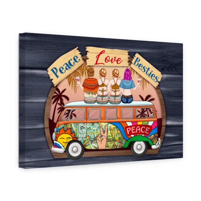 Personalized Canvas, Hippie Girls On Bus, Gift for Hippie Lovers