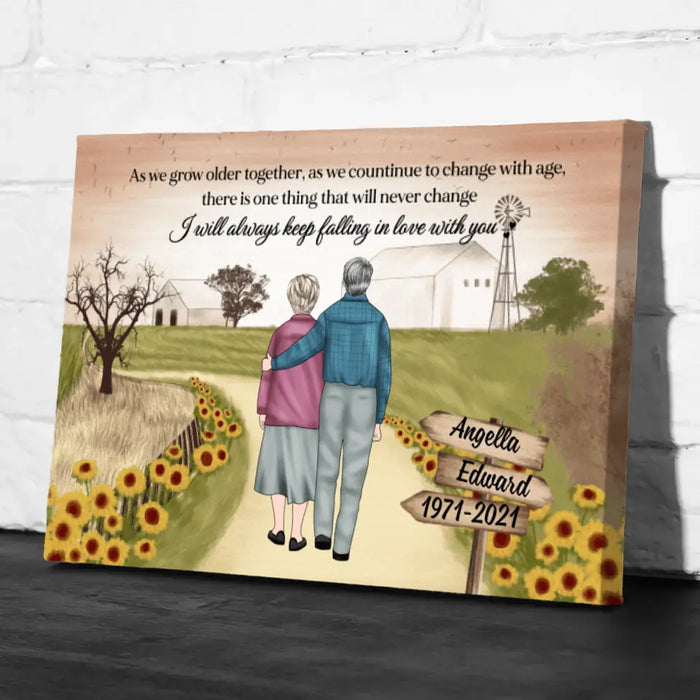 Personalized Canvas, Old Couple On Farm, Wedding Anniversarry Gift For Parents, Valentine Day, Family