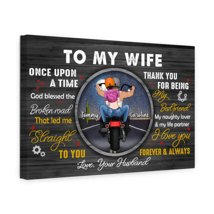 To My Wife Thank You For Being My Best Friend - Personalized Canvas For Him, For Her, Motorcycle Lovers