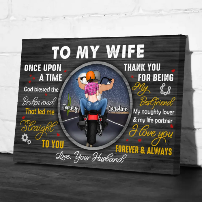 To My Wife Thank You For Being My Best Friend - Personalized Canvas For Him, For Her, Motorcycle Lovers