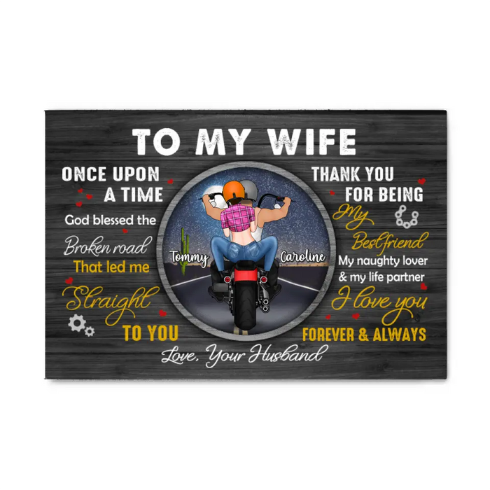 To My Wife Thank You For Being My Best Friend - Personalized Canvas For Him, For Her, Motorcycle Lovers