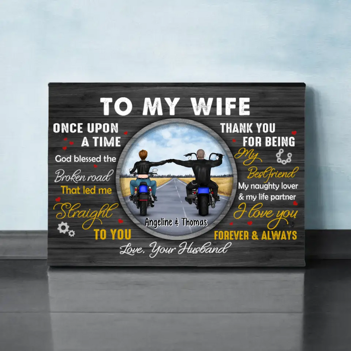 Broken Road That Let Me Straight To You - Personalized Canvas For Him, For Her, Motorcycle Lovers