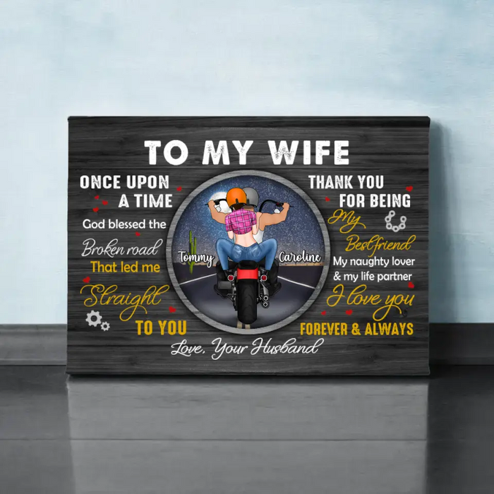 To My Wife Thank You For Being My Best Friend - Personalized Canvas For Him, For Her, Motorcycle Lovers