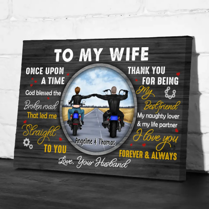 Broken Road That Let Me Straight To You - Personalized Canvas For Him, For Her, Motorcycle Lovers