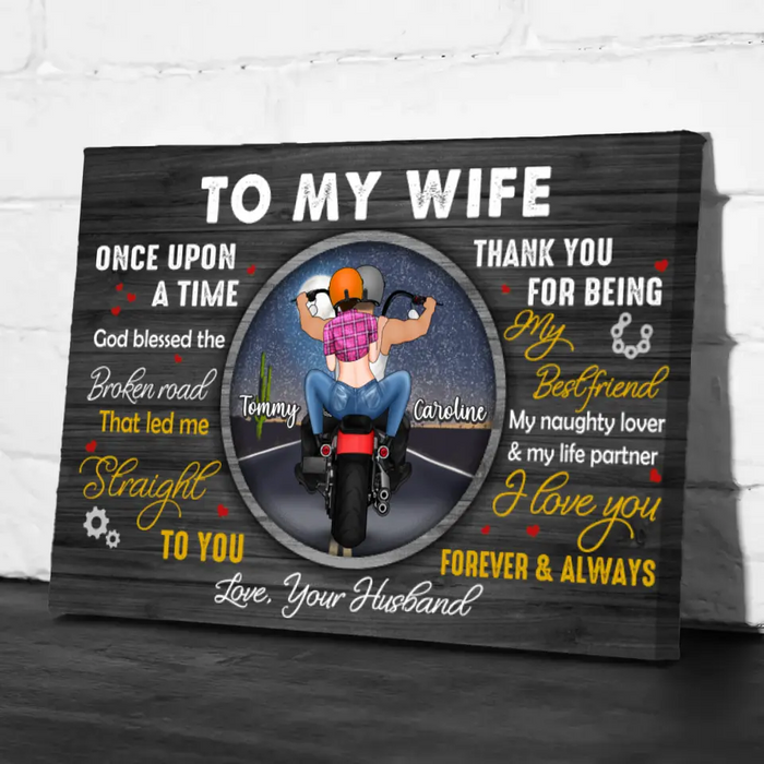 To My Wife Thank You For Being My Best Friend - Personalized Canvas For Him, For Her, Motorcycle Lovers