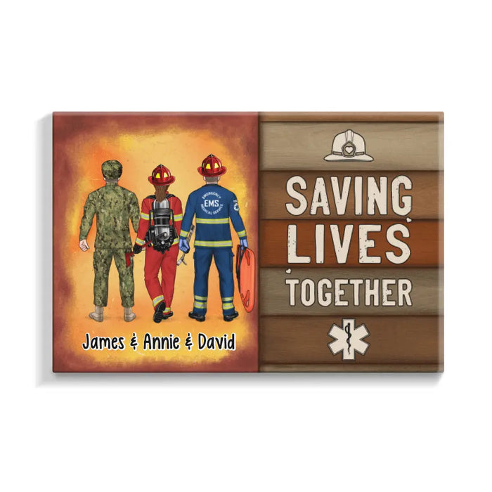 It's A Beautiful Day To Save Lives - Personalized Canvas Firefighter, EMS, Police Officer, Military, Nurse