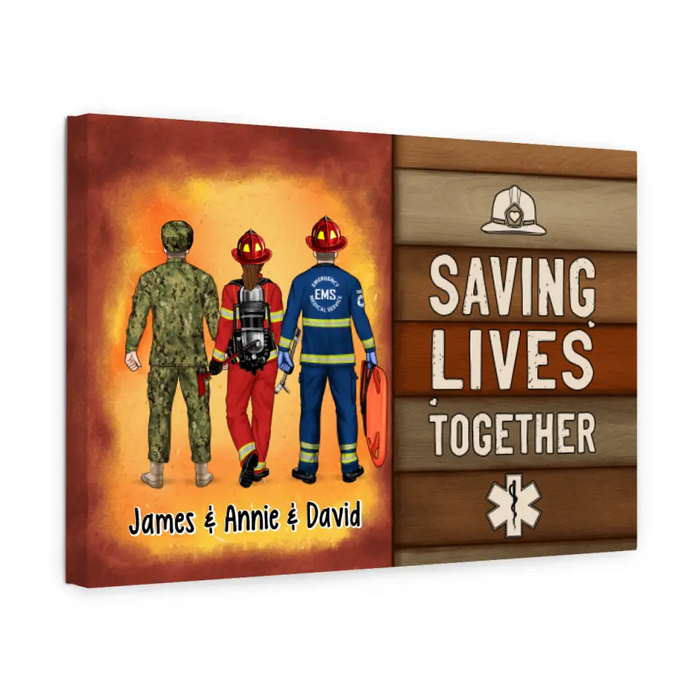 It's A Beautiful Day To Save Lives - Personalized Canvas Firefighter, EMS, Police Officer, Military, Nurse