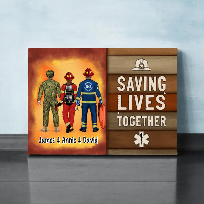 It's A Beautiful Day To Save Lives - Personalized Canvas Firefighter, EMS, Police Officer, Military, Nurse