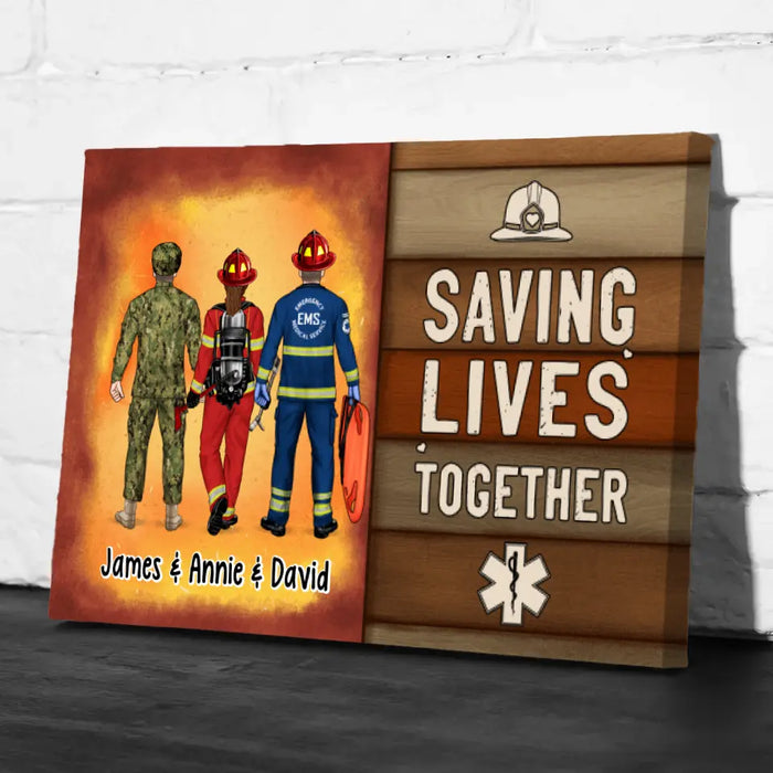 It's A Beautiful Day To Save Lives - Personalized Canvas Firefighter, EMS, Police Officer, Military, Nurse