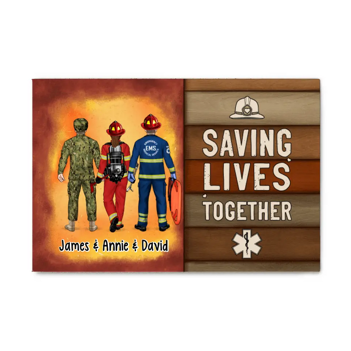 It's A Beautiful Day To Save Lives - Personalized Canvas Firefighter, EMS, Police Officer, Military, Nurse