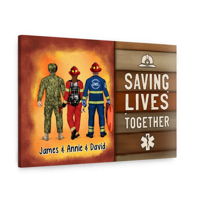 It's A Beautiful Day To Save Lives - Personalized Canvas Firefighter, EMS, Police Officer, Military, Nurse