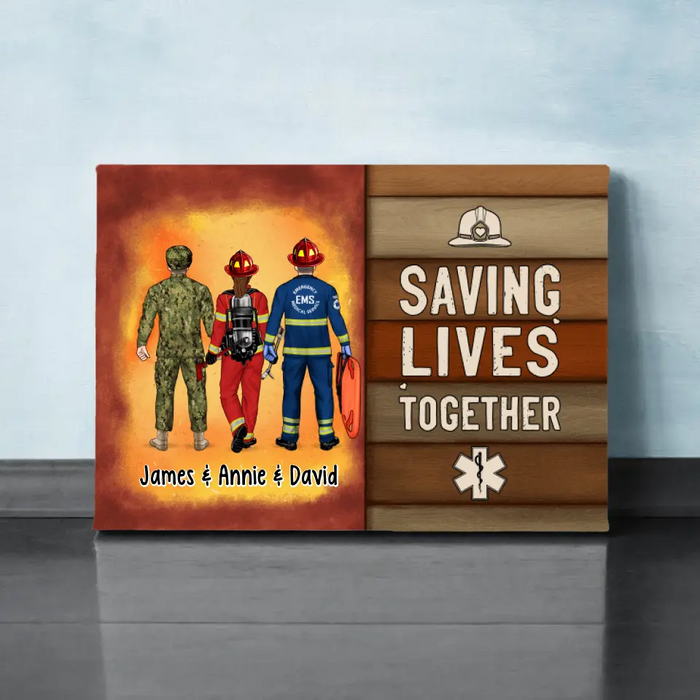 It's A Beautiful Day To Save Lives - Personalized Canvas Firefighter, EMS, Police Officer, Military, Nurse