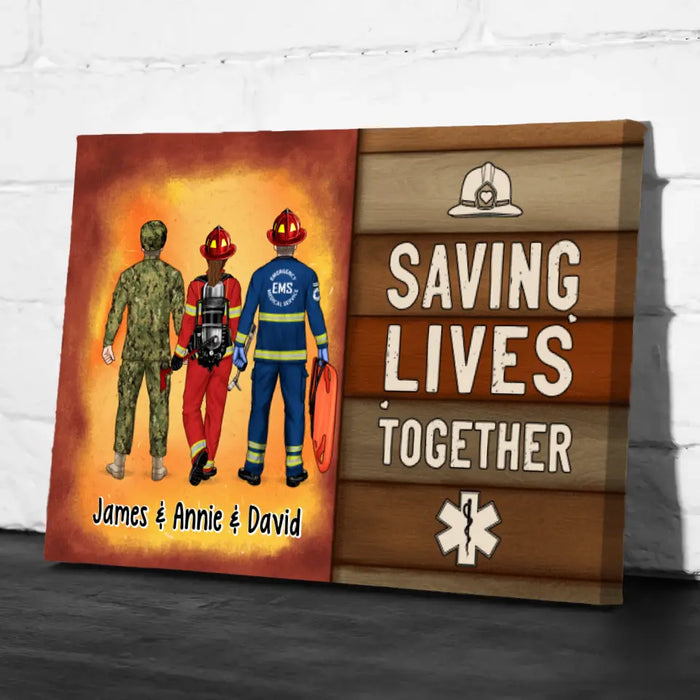 It's A Beautiful Day To Save Lives - Personalized Canvas Firefighter, EMS, Police Officer, Military, Nurse