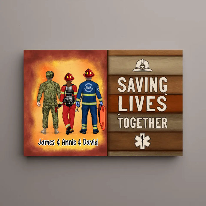 It's A Beautiful Day To Save Lives - Personalized Canvas Firefighter, EMS, Police Officer, Military, Nurse