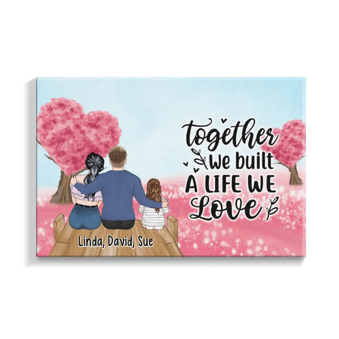 Couple Sitting With Kids - Personalized Canvas For Couples, For Family