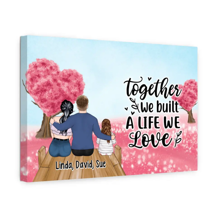 Couple Sitting With Kids - Personalized Canvas For Couples, For Family