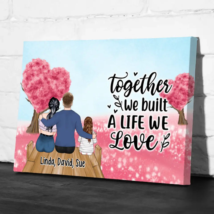 Couple Sitting With Kids - Personalized Canvas For Couples, For Family