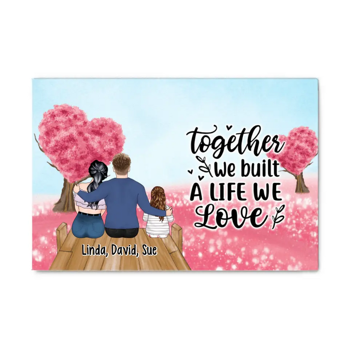 Couple Sitting With Kids - Personalized Canvas For Couples, For Family