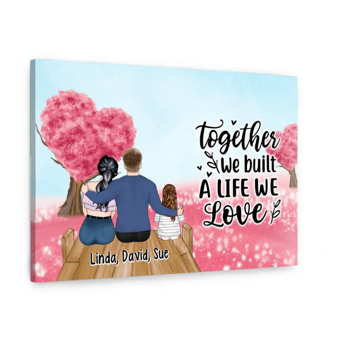 Couple Sitting With Kids - Personalized Canvas For Couples, For Family