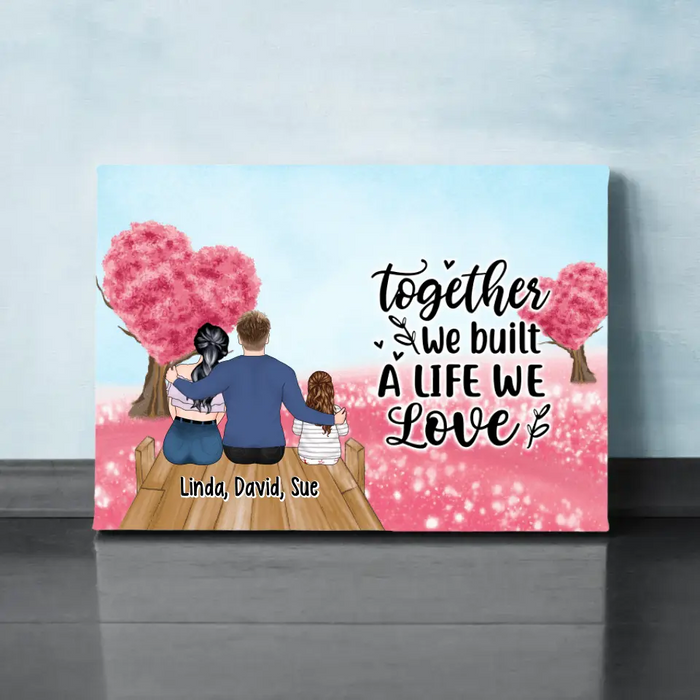 Couple Sitting With Kids - Personalized Canvas For Couples, For Family