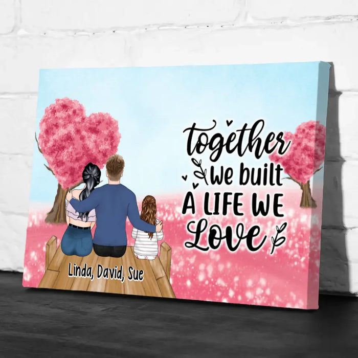 Couple Sitting With Kids - Personalized Canvas For Couples, For Family