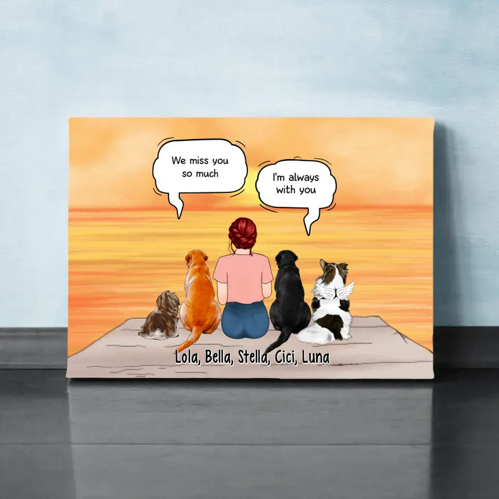 Up To 4 Dogs In Conversation With Dog Mom - Custom Canvas For Dog Mom, Memorial