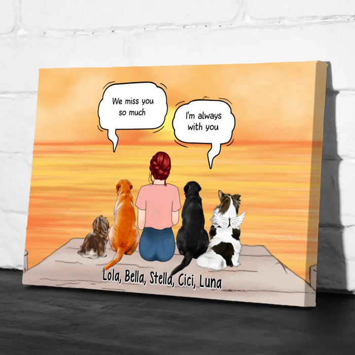 Up To 4 Dogs In Conversation With Dog Mom - Custom Canvas For Dog Mom, Memorial