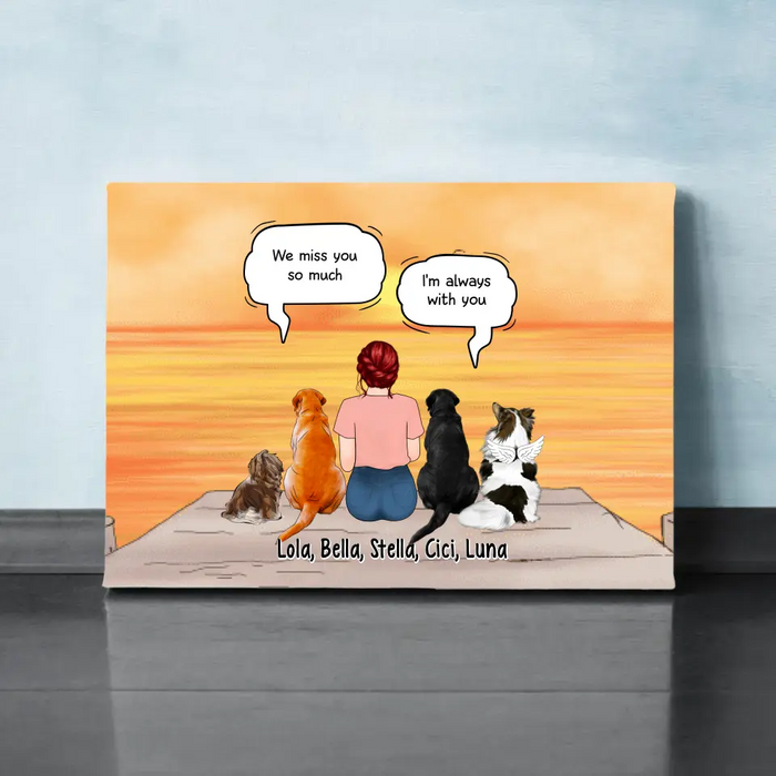 Up To 4 Dogs In Conversation With Dog Mom - Custom Canvas For Dog Mom, Memorial