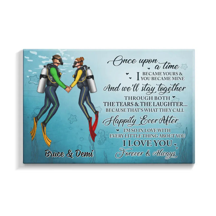 I Became Yours & You Became Mine - Personalized Canvas For Couples, Him, Her, Scuba Diving