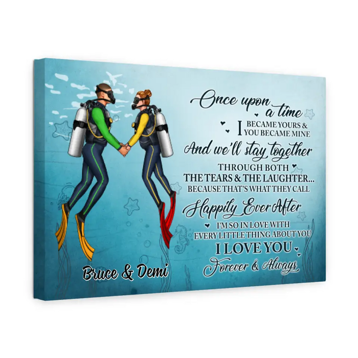 I Became Yours & You Became Mine - Personalized Canvas For Couples, Him, Her, Scuba Diving