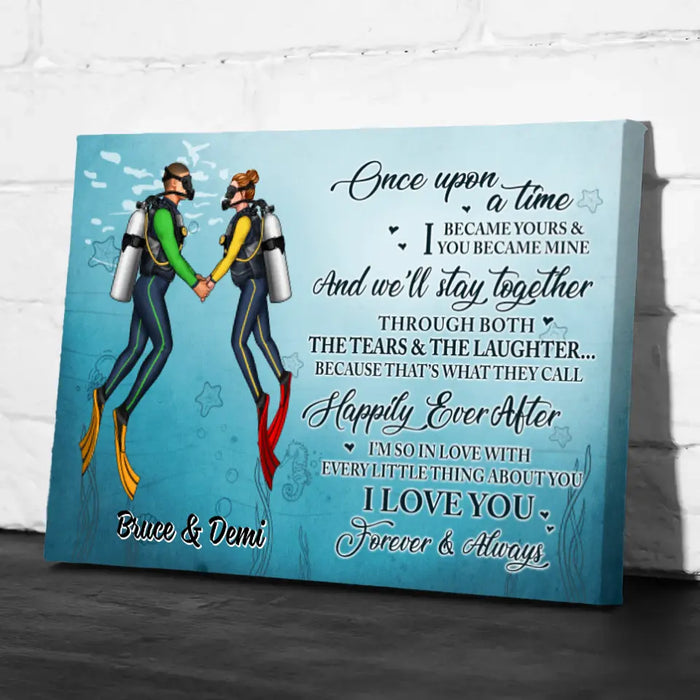 I Became Yours & You Became Mine - Personalized Canvas For Couples, Him, Her, Scuba Diving