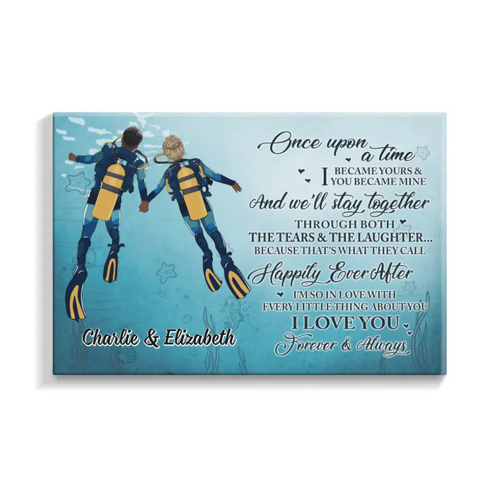 Love You Forever And Always - Personalized Canvas For Couples, Him, Her, Scuba Diving