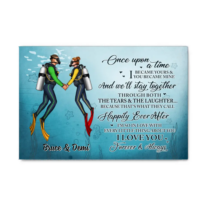 I Became Yours & You Became Mine - Personalized Canvas For Couples, Him, Her, Scuba Diving