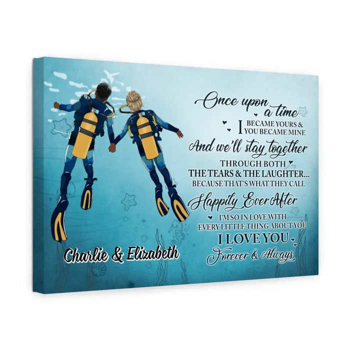 Love You Forever And Always - Personalized Canvas For Couples, Him, Her, Scuba Diving