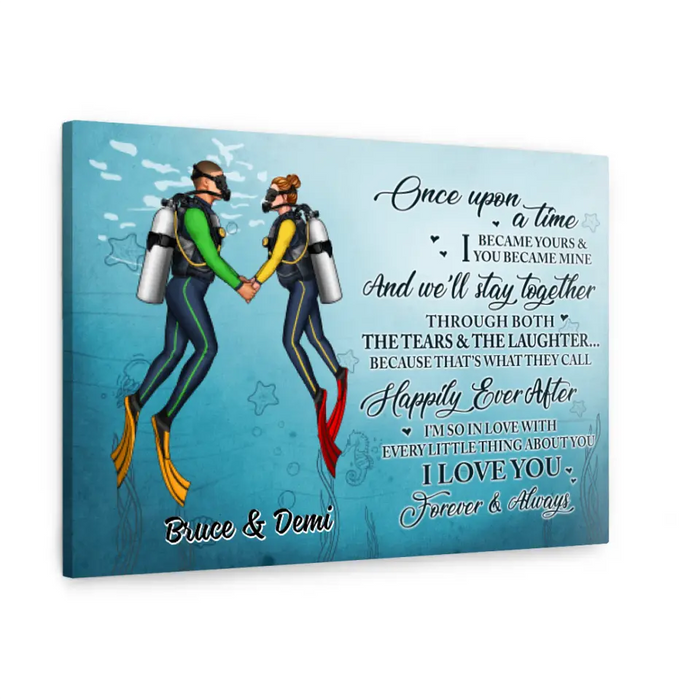 I Became Yours & You Became Mine - Personalized Canvas For Couples, Him, Her, Scuba Diving