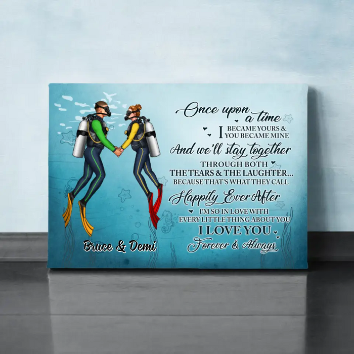 I Became Yours & You Became Mine - Personalized Canvas For Couples, Him, Her, Scuba Diving