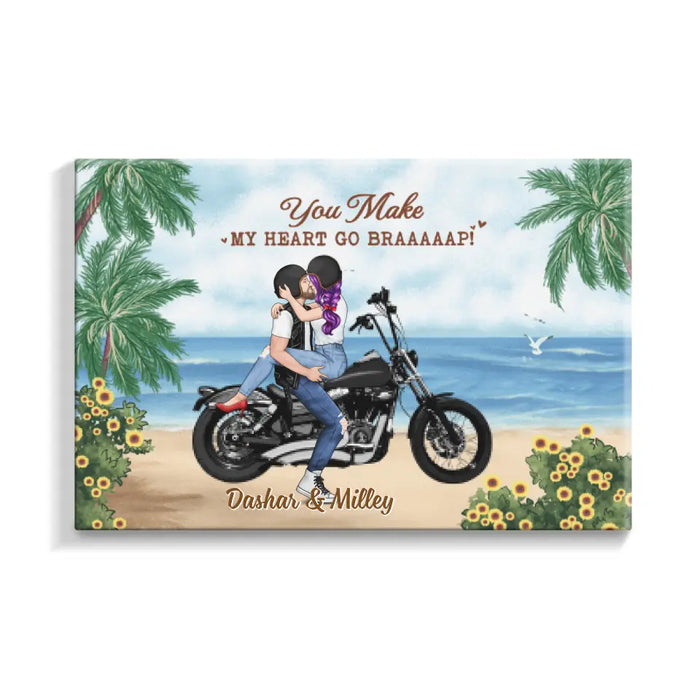 Kissing Couple - Personalized Canvas For Him, For Her, Motorcycle Lovers