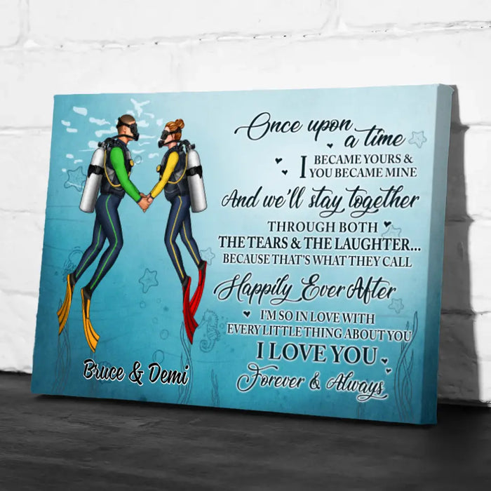 I Became Yours & You Became Mine - Personalized Canvas For Couples, Him, Her, Scuba Diving