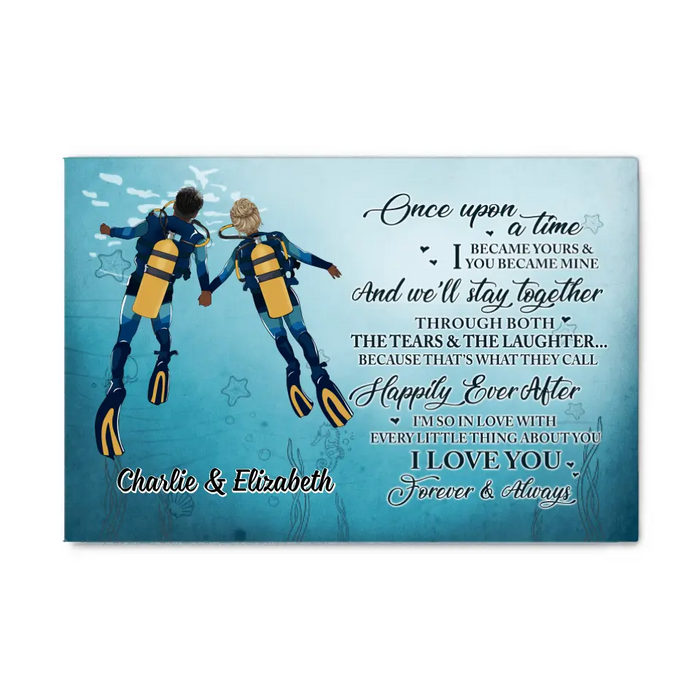 Love You Forever And Always - Personalized Canvas For Couples, Him, Her, Scuba Diving