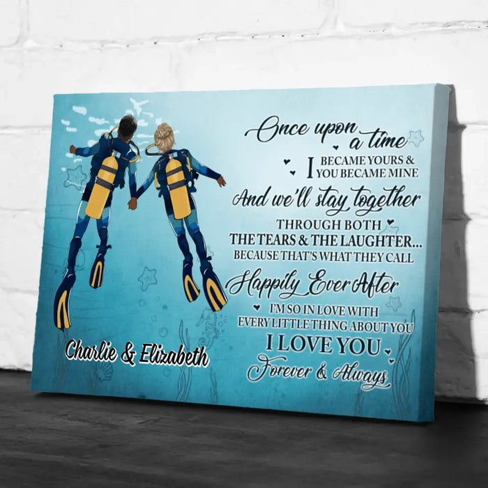 Love You Forever And Always - Personalized Canvas For Couples, Him, Her, Scuba Diving