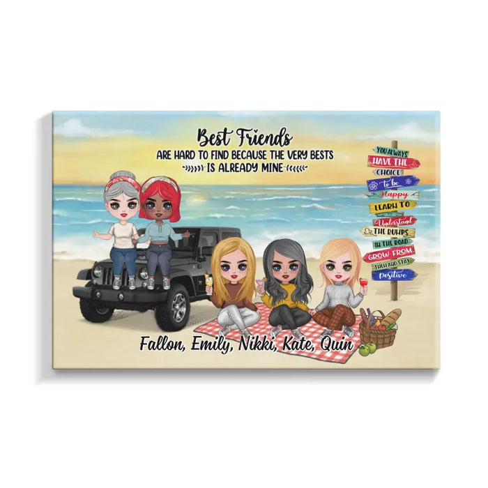 Up To 5 Chibi Best Friends Are Hard To Find - Personalized Canvas For Her, Friends, Off-Road Lovers